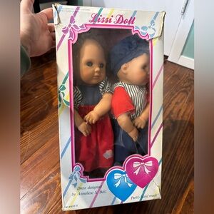 Vintage Lissi Two Hearts Collection Girl & Boy Twins 15" Doll Blue Eyes in box